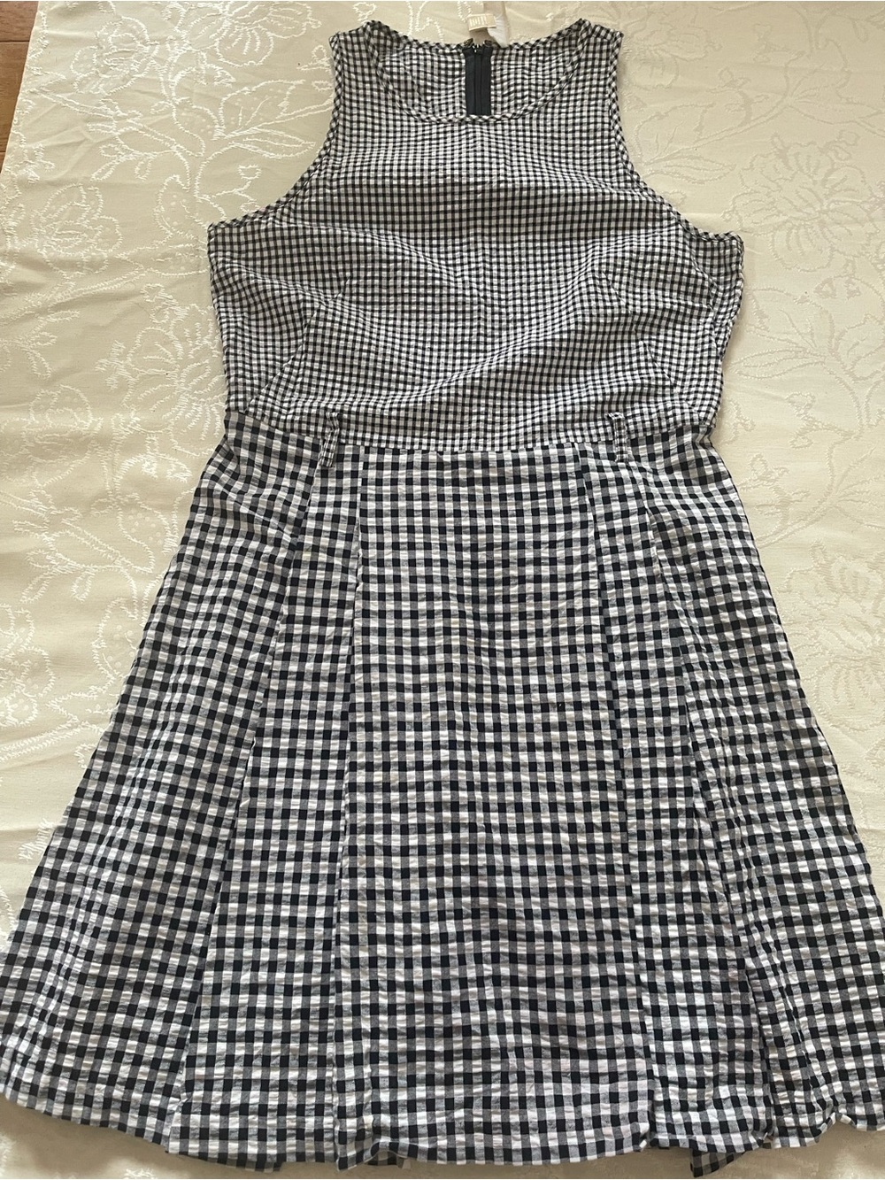 MICHAEL Michael Kors Black and White Gingham Fit-and-Flare Mini Dress